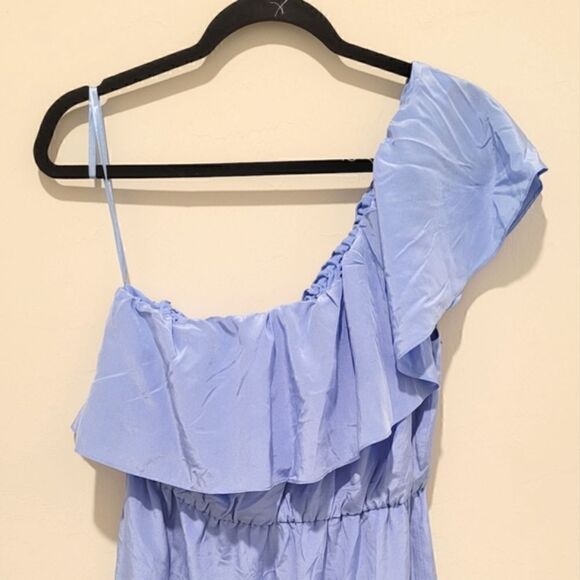 FINAL SALE🌷Club Monaco Hanitah👗 silk one shoulder ruffle dress size 10 - Picture 9 of 16